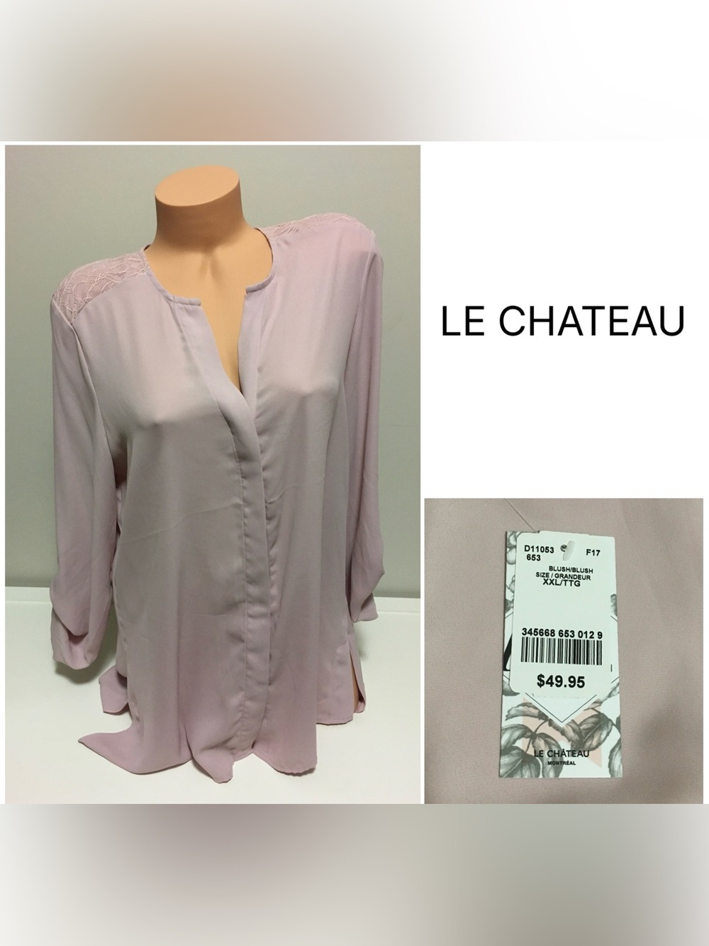 LE CHATEAU - XXL - NWT - PINK CHIFFON TUNIC TOP